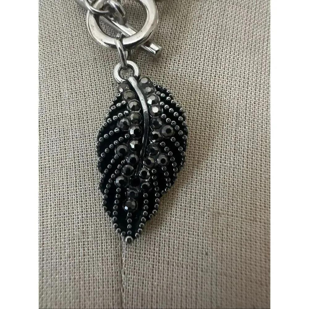 Marcasite-Style Leaf Toggle Necklace marcasite style